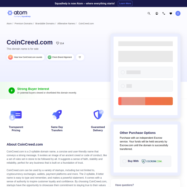  coincreed.com screen
