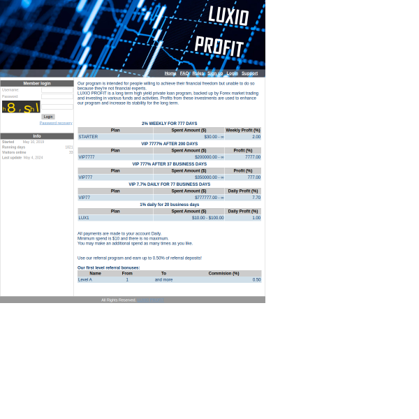  luxioprofit.com screen