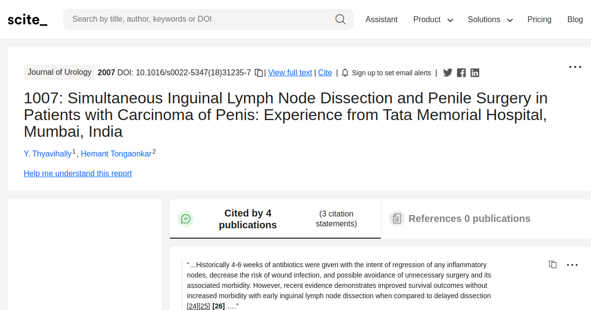 1007 Simultaneous Inguinal Lymph Node Dissection And Penile Surgery In Patients With Carcinoma 