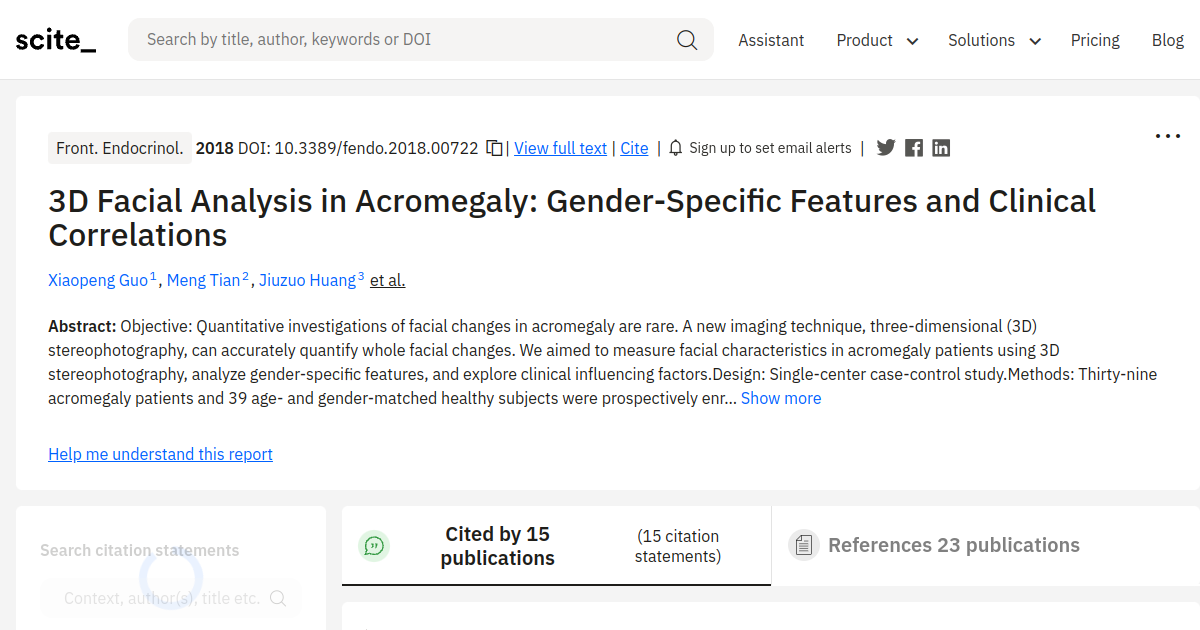 3d Facial Analysis In Acromegaly Gender Specific Features And Clinical