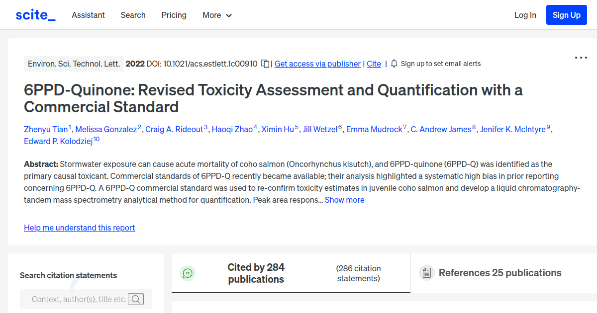 6PPDQuinone Revised Toxicity Assessment and Quantification with a