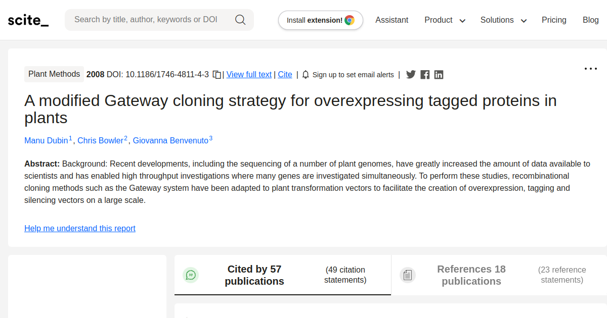 A modified Gateway cloning strategy for overexpressing tagged proteins in  plants - [scite report]