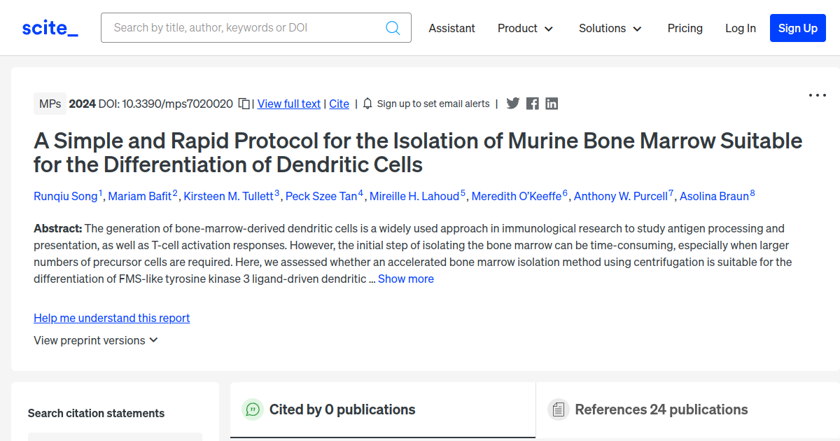 A Simple And Rapid Protocol For The Isolation Of Murine Bone Marrow Suitable For The 5417