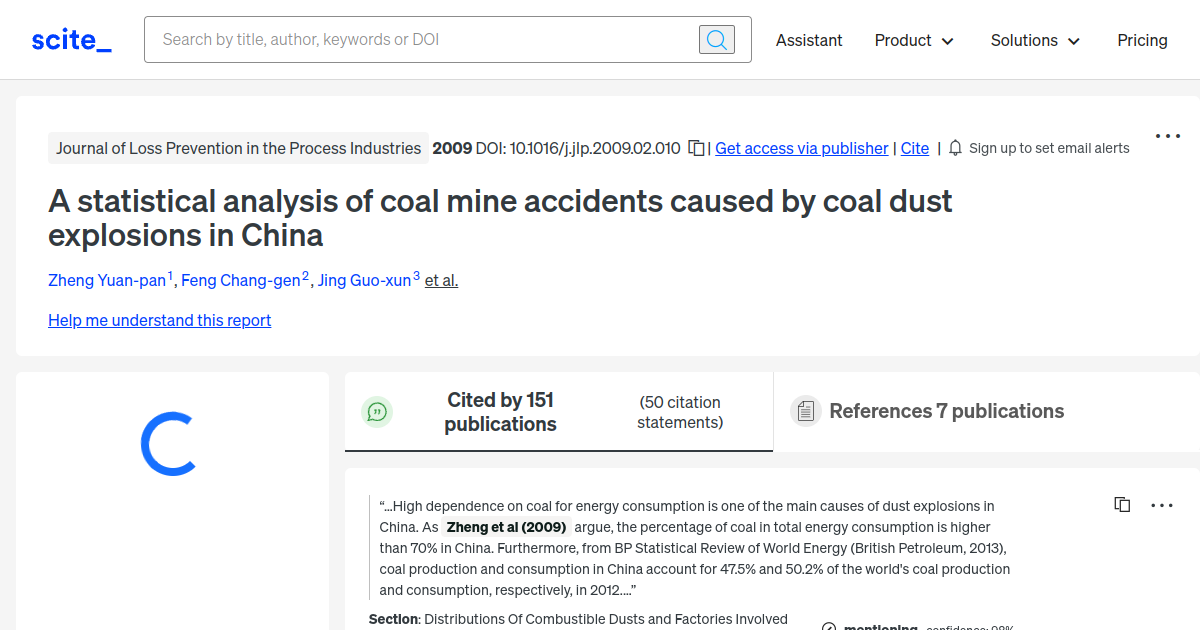 A statistical analysis of coal mine accidents caused by coal dust
