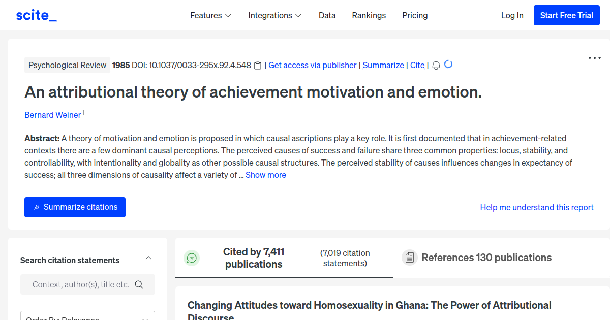 An attributional theory of achievement motivation and emotion. - [scite ...