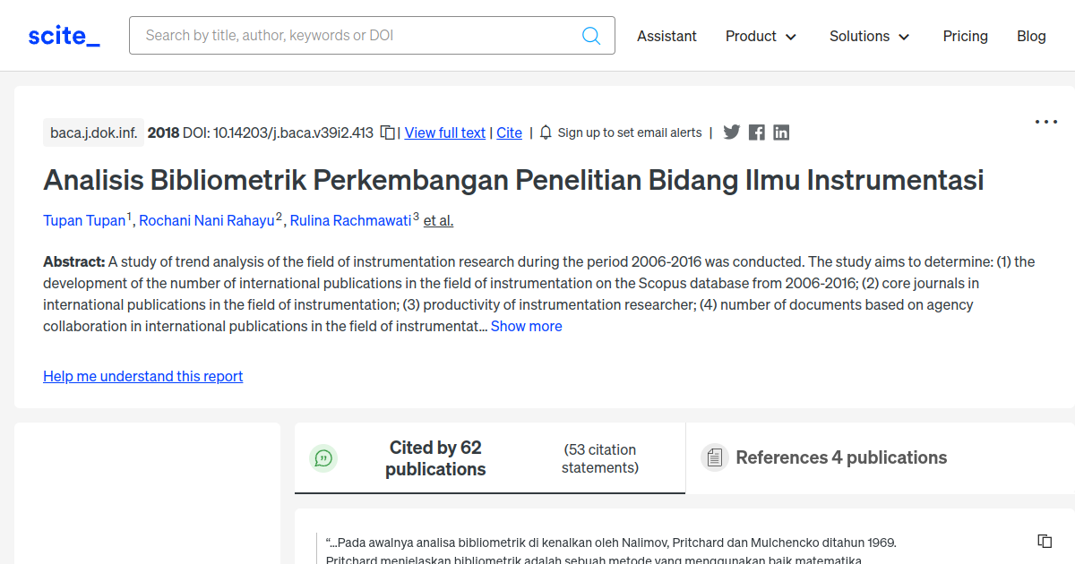 Analisis Bibliometrik Perkembangan Penelitian Bidang Ilmu Instrumentasi ...