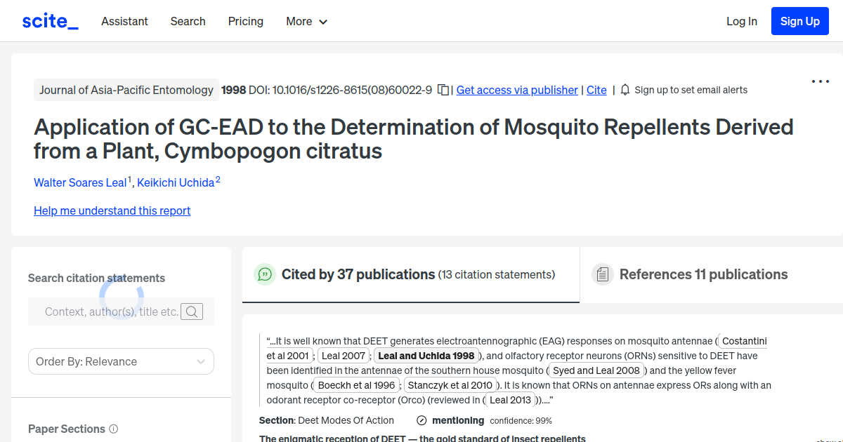 Application of GCEAD to the Determination of Mosquito Repellents