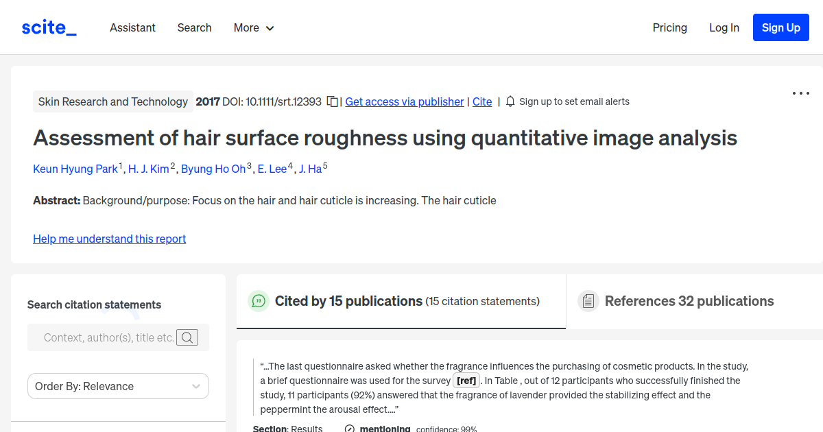 Assessment of hair surface roughness using quantitative image analysis