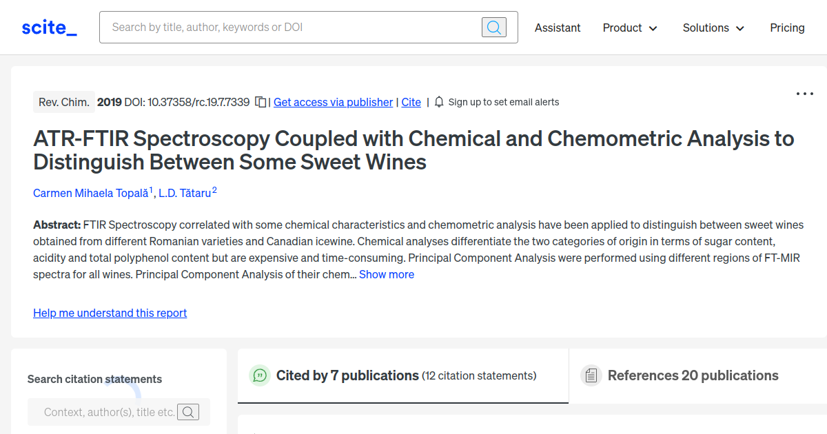 ATRFTIR Spectroscopy Coupled with Chemical and Chemometric Analysis to