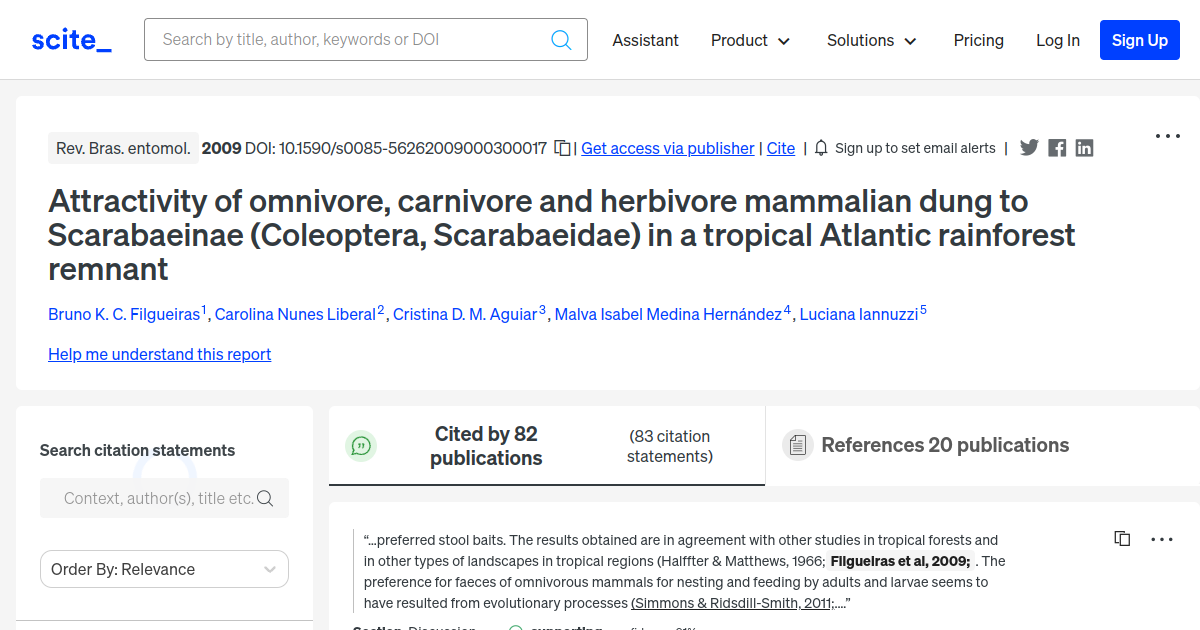 Attractivity of omnivore, carnivore and herbivore mammalian dung to