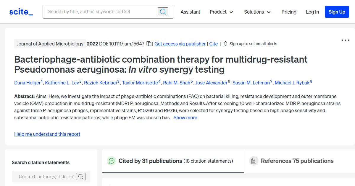 Bacteriophageantibiotic combination therapy for multidrugresistant