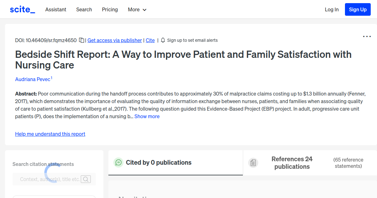 Bedside Shift Report A Way to Improve Patient and Family Satisfaction
