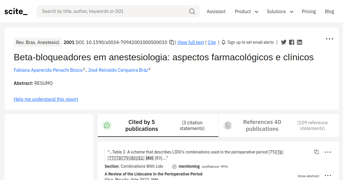 SciELO - Brasil - Beta-bloqueadores em anestesiologia: aspectos  farmacológicos e clínicos Beta-bloqueadores em anestesiologia: aspectos  farmacológicos e clínicos