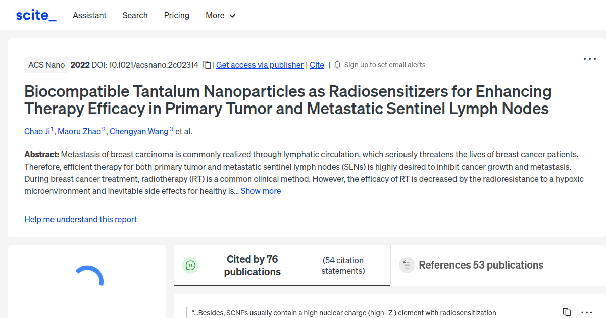 Tantalum Nanoparticles as Radiosensitizers for Enhancing