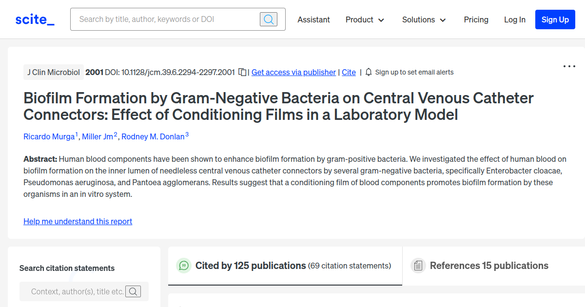 Biofilm Formation by Gram-Negative Bacteria on Central Venous Catheter ...