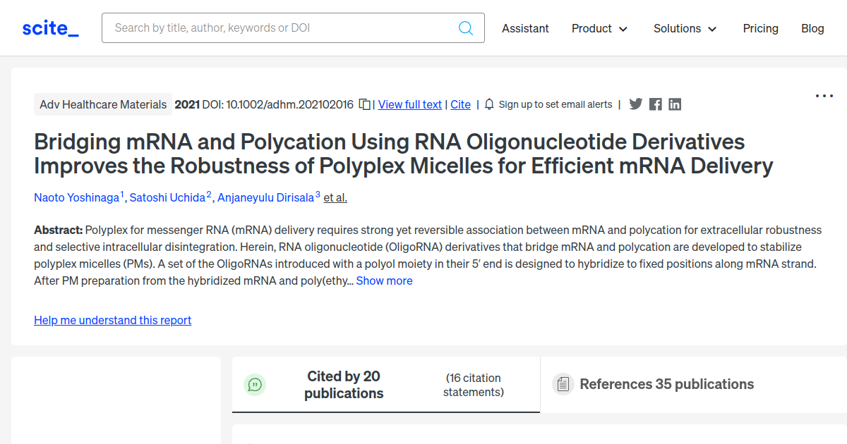 Bridging Mrna And Polycation Using Rna Oligonucleotide Derivatives Improves The Robustness Of