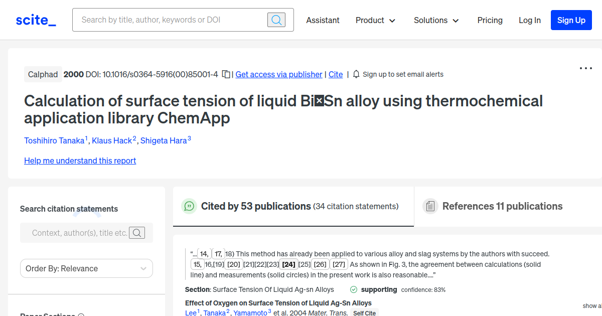 Calculation of surface tension of liquid Bi Sn alloy using