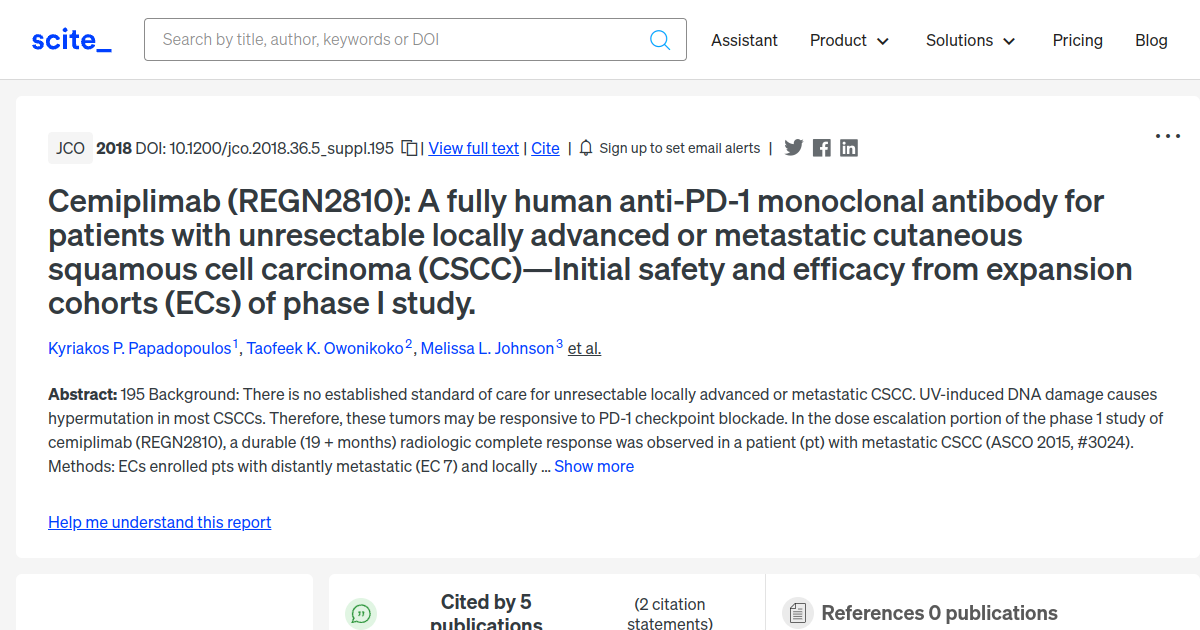 Cemiplimab (REGN2810): A Fully Human Anti-PD-1 Monoclonal Antibody For ...