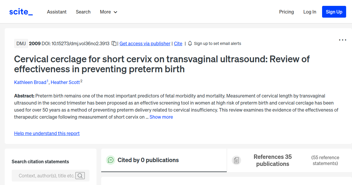 Cervical cerclage for short cervix on transvaginal ultrasound Review