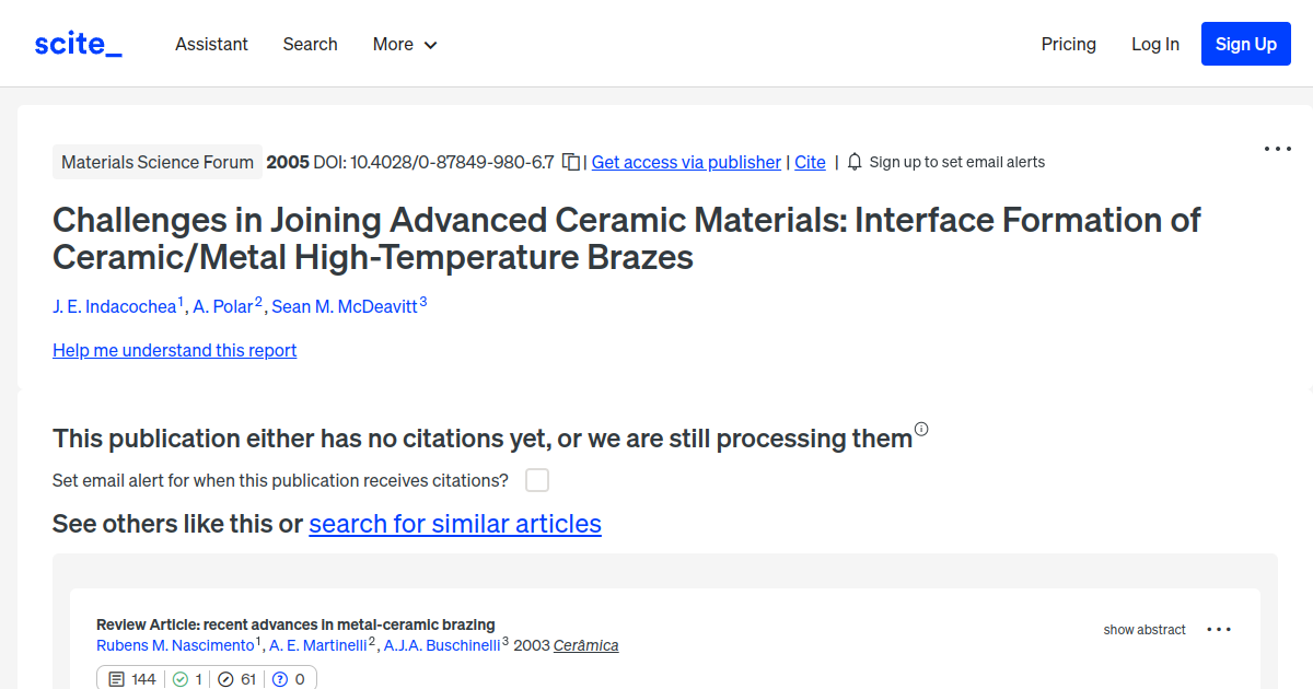 Challenges in Joining Advanced Ceramic Materials Interface Formation
