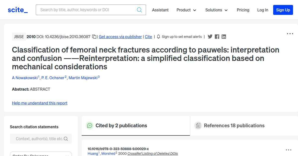 Classification of femoral neck fractures according to pauwels