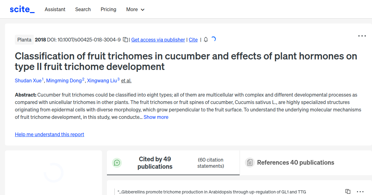 Classification of fruit trichomes in cucumber and effects of plant