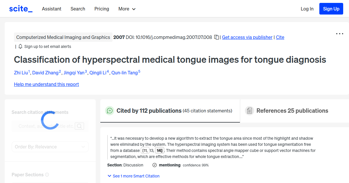 Classification of hyperspectral medical tongue images for tongue