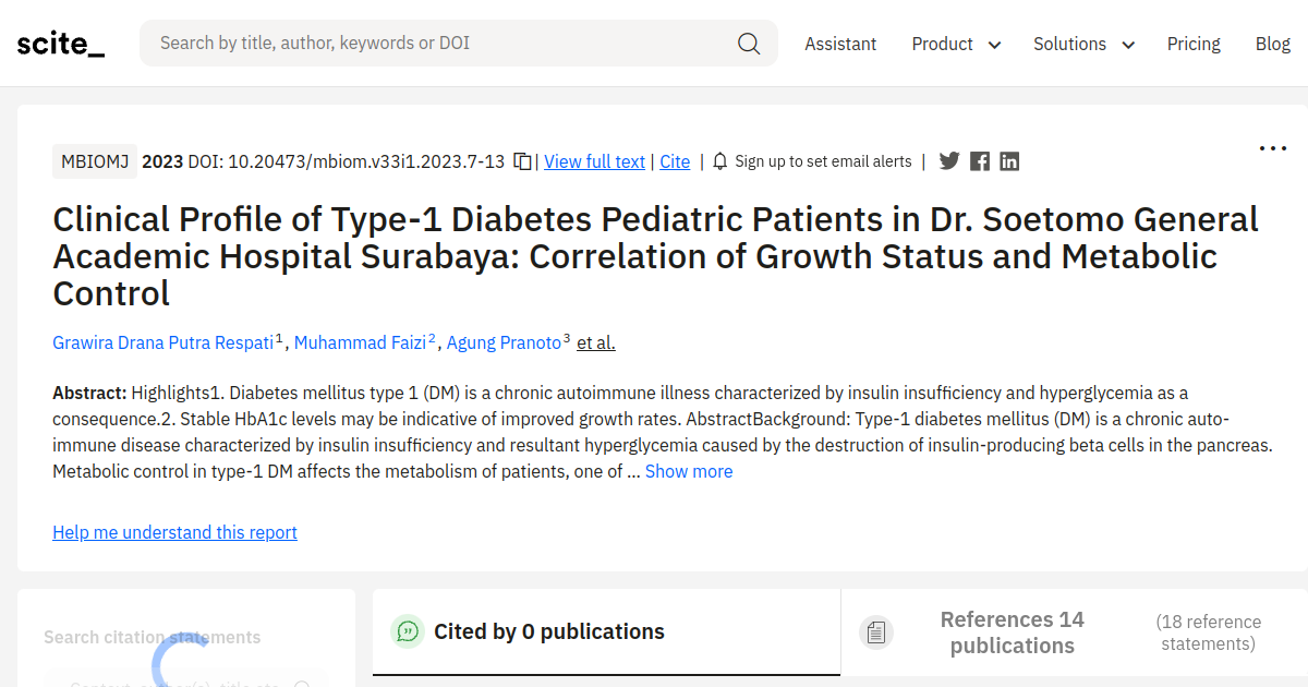 Clinical Profile of Type1 Diabetes Pediatric Patients in Dr. Soetomo