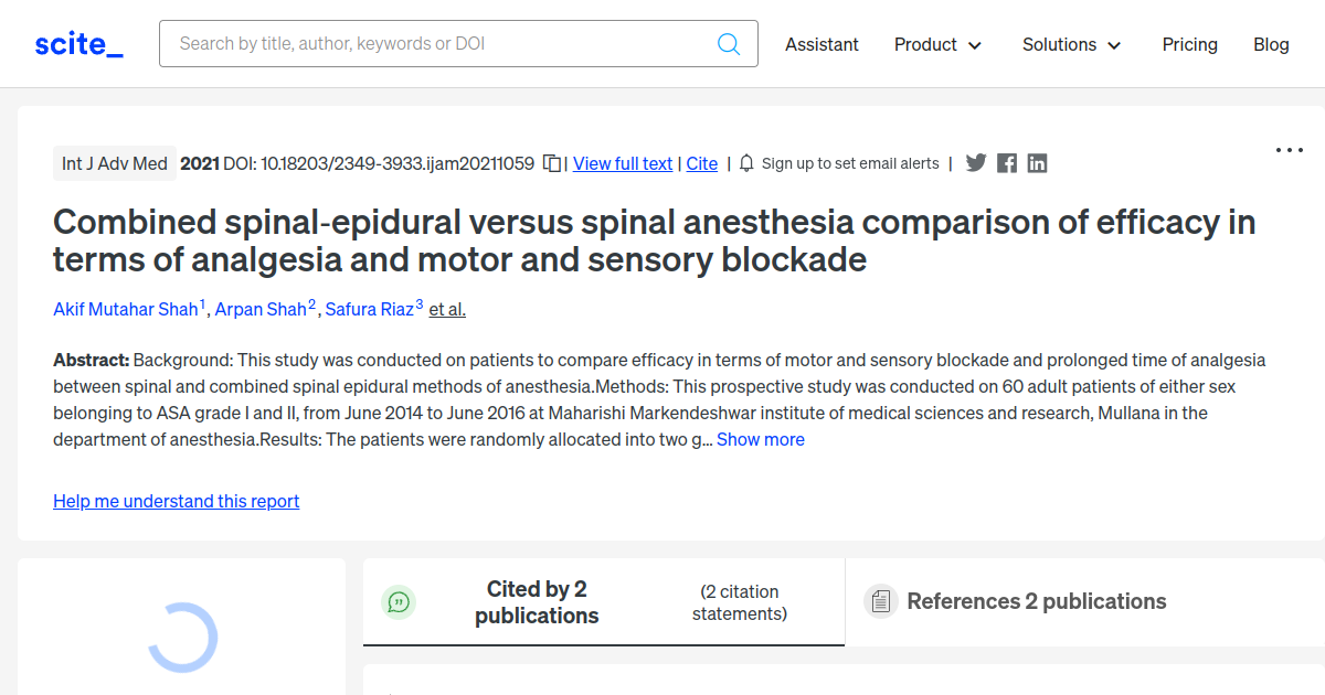 Combined Spinal‐epidural Versus Spinal Anesthesia Comparison Of