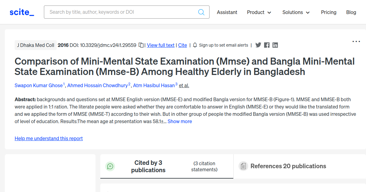 Comparison Of Mini-Mental State Examination (Mmse) And Bangla Mini ...