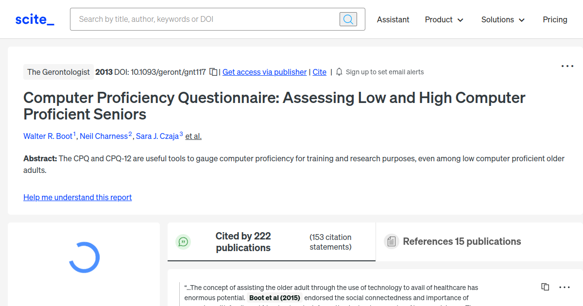 Computer Proficiency Questionnaire Assessing Low and High Computer
