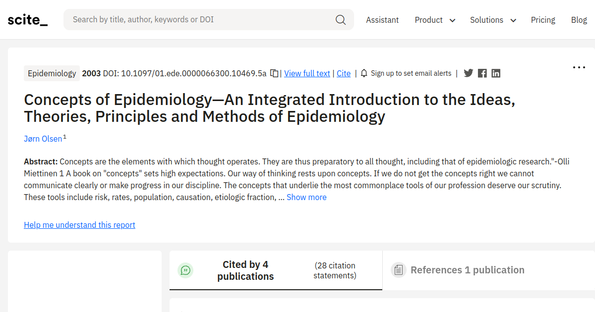 Concepts of Epidemiology—An Integrated Introduction to the Ideas