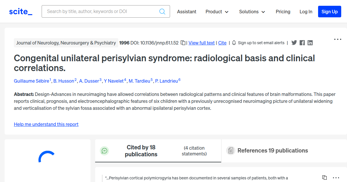 Congenital Unilateral Perisylvian Syndrome Radiological Basis And