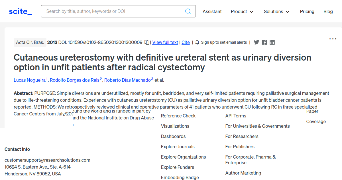 Cutaneous Ureterostomy With Definitive Ureteral Stent As Urinary ...