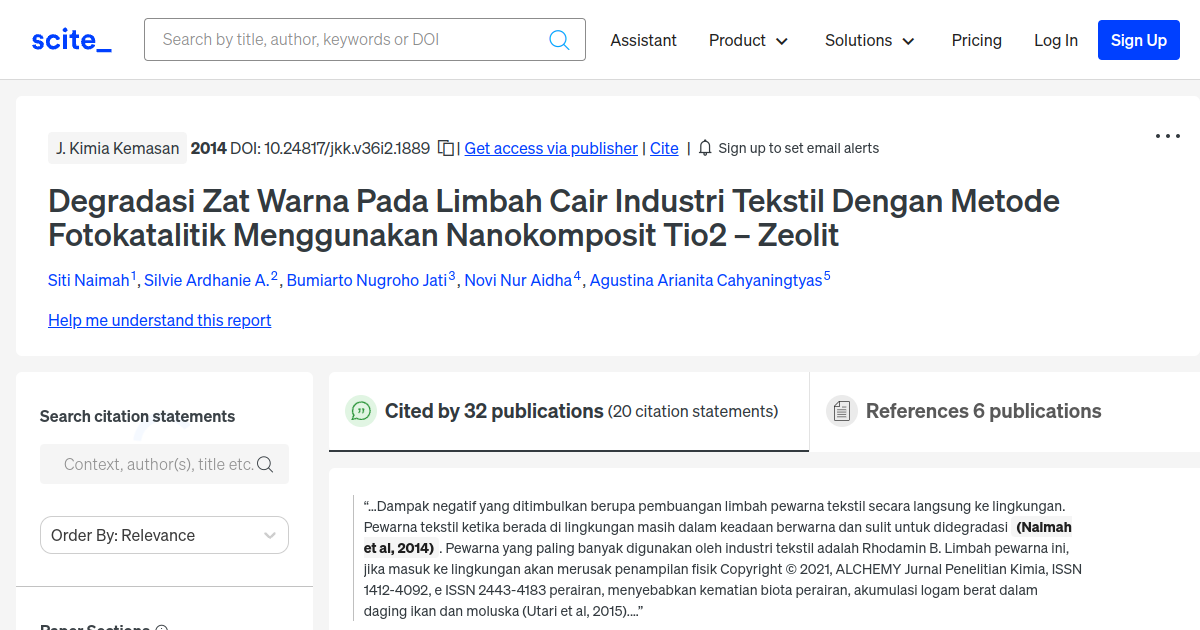 Degradasi Zat Warna Pada Limbah Cair Industri Tekstil Dengan Metode