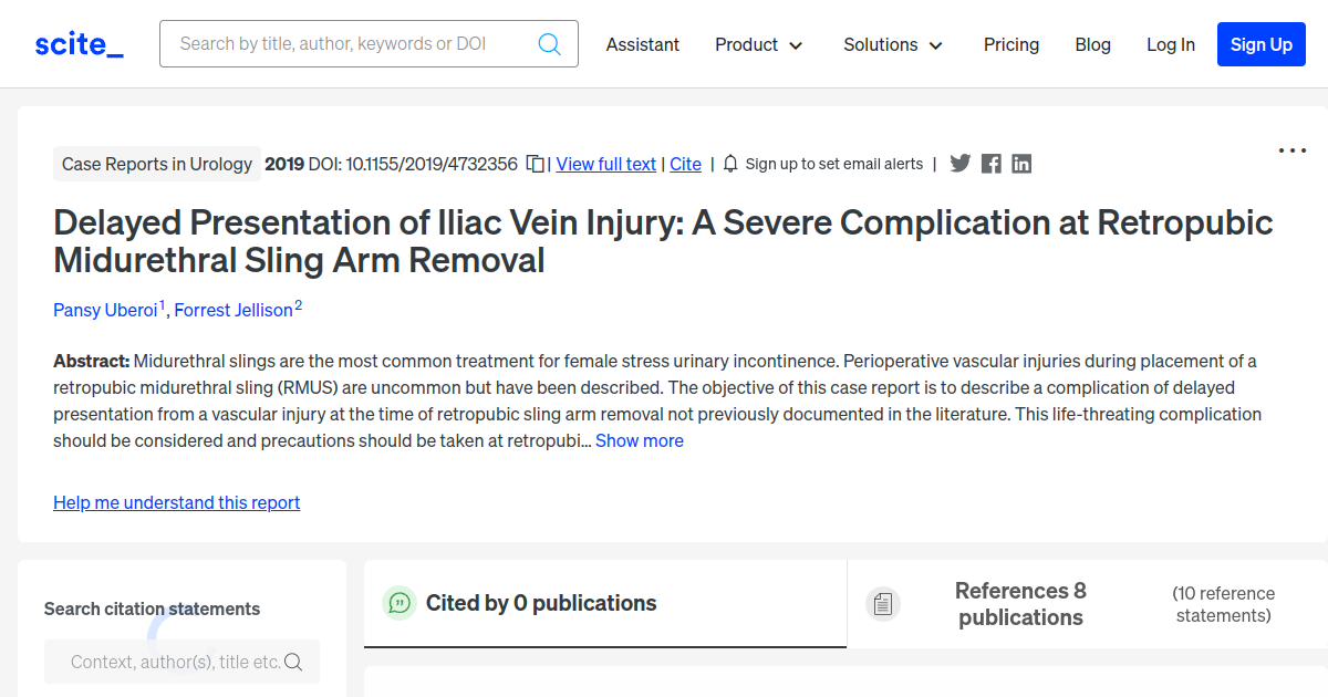 Delayed Presentation Of Iliac Vein Injury: A Severe Complication At 