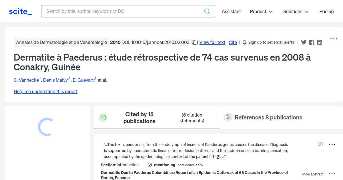 Dermatite à Paederus étude rétrospective de 74 cas survenus en 2008 à