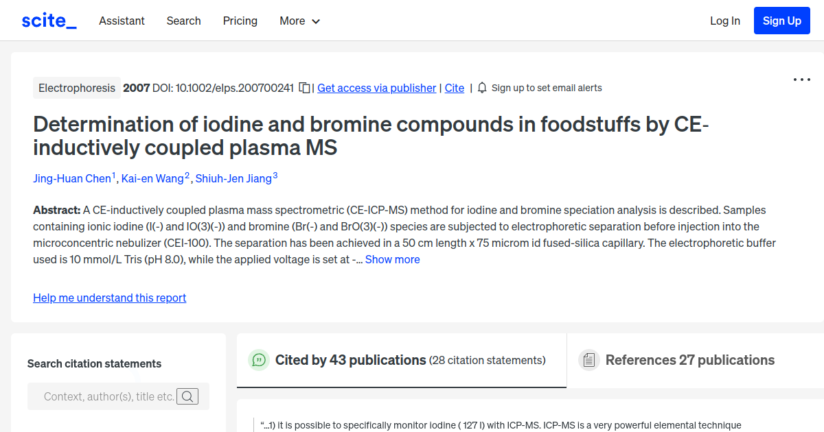Determination of iodine and bromine compounds in foodstuffs by CE