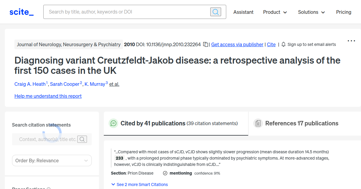 Diagnosing variant CreutzfeldtJakob disease a retrospective analysis