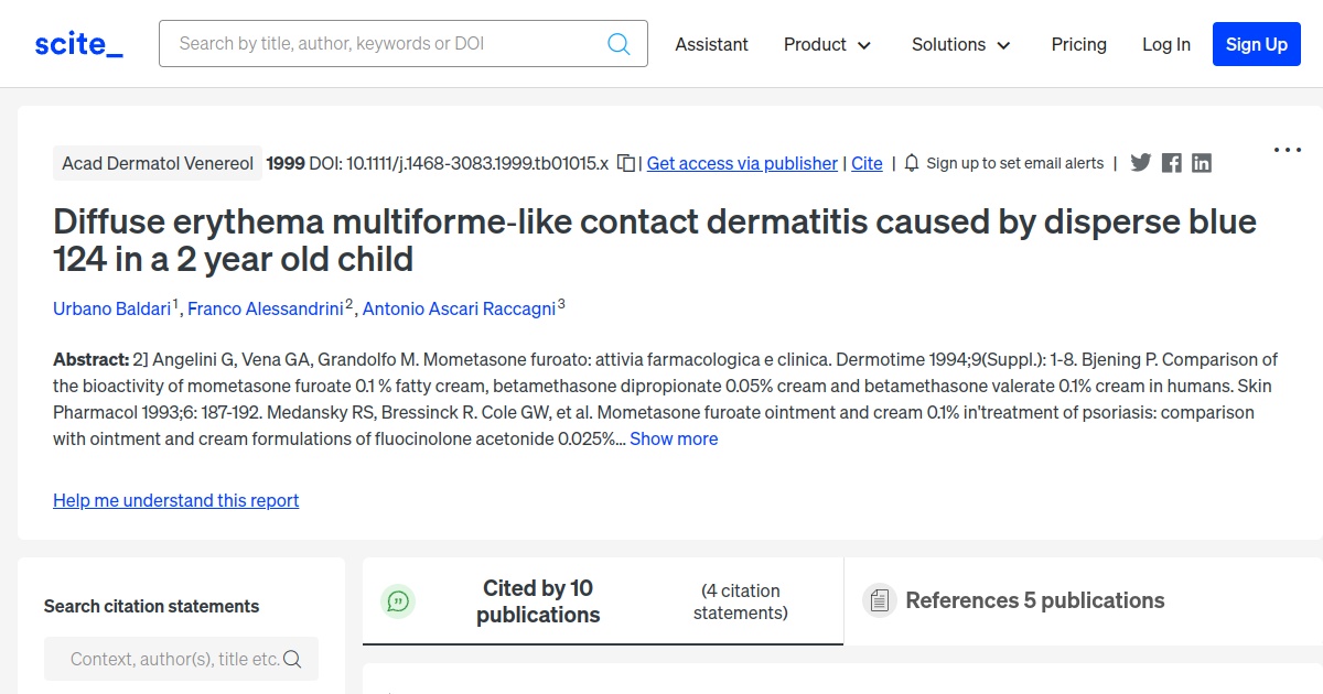 Diffuse erythema multiformelike contact dermatitis caused by disperse