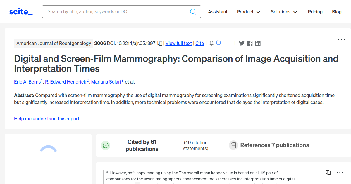 Digital And Screen Film Mammography Comparison Of Image Acquisition And Interpretation Times