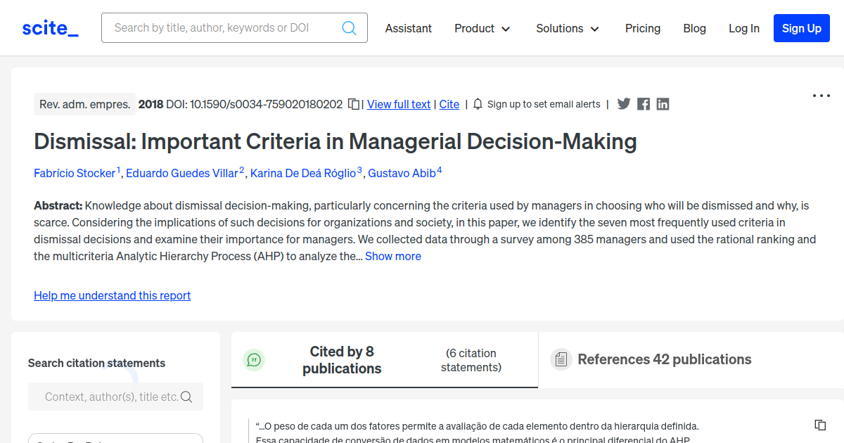 Dismissal: Important criteria in managerial decision-making