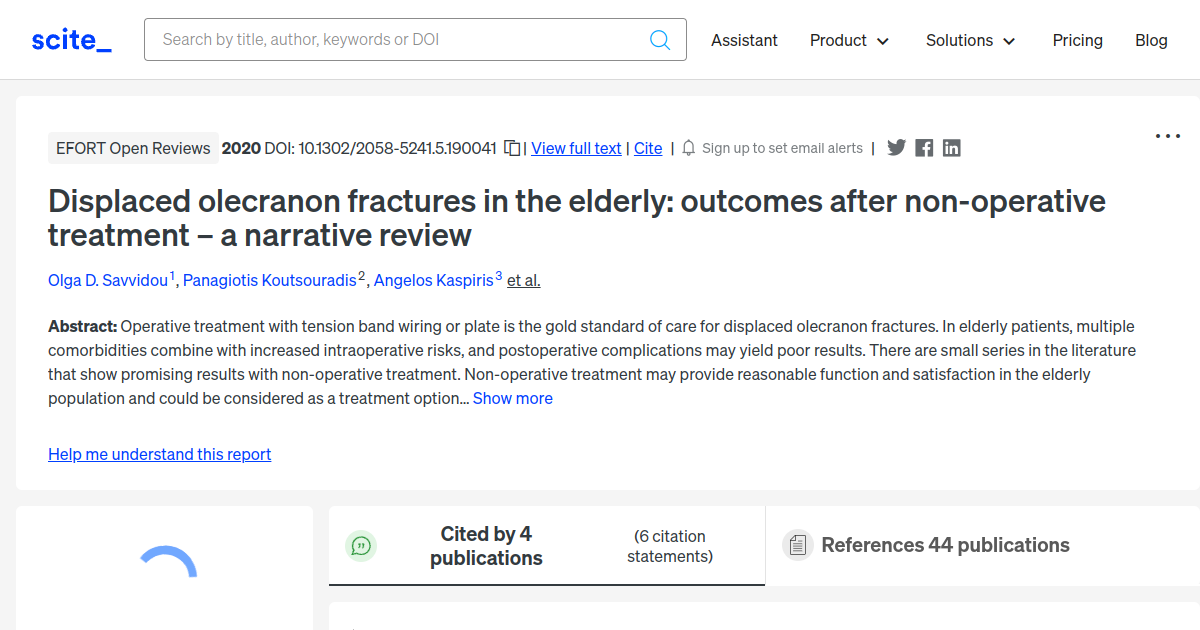 Displaced Olecranon Fractures In The Elderly: Outcomes After Non 