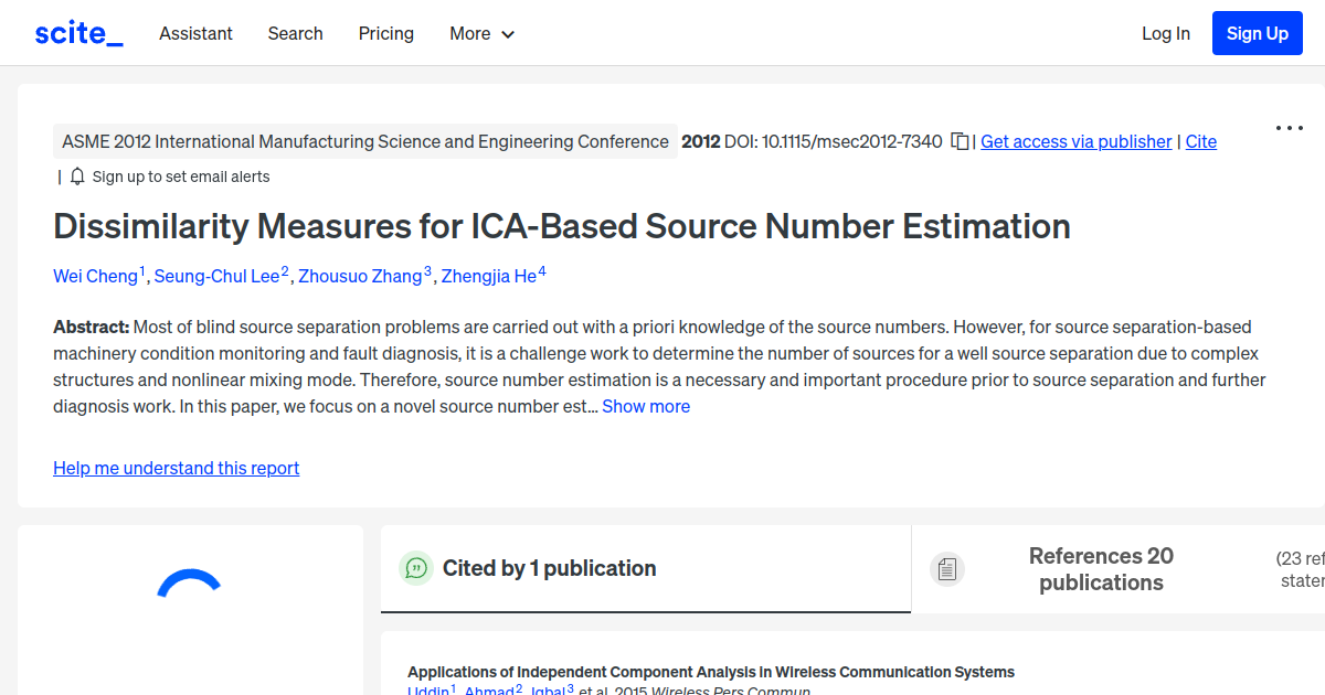 Dissimilarity Measures for ICABased Source Number Estimation [scite report]