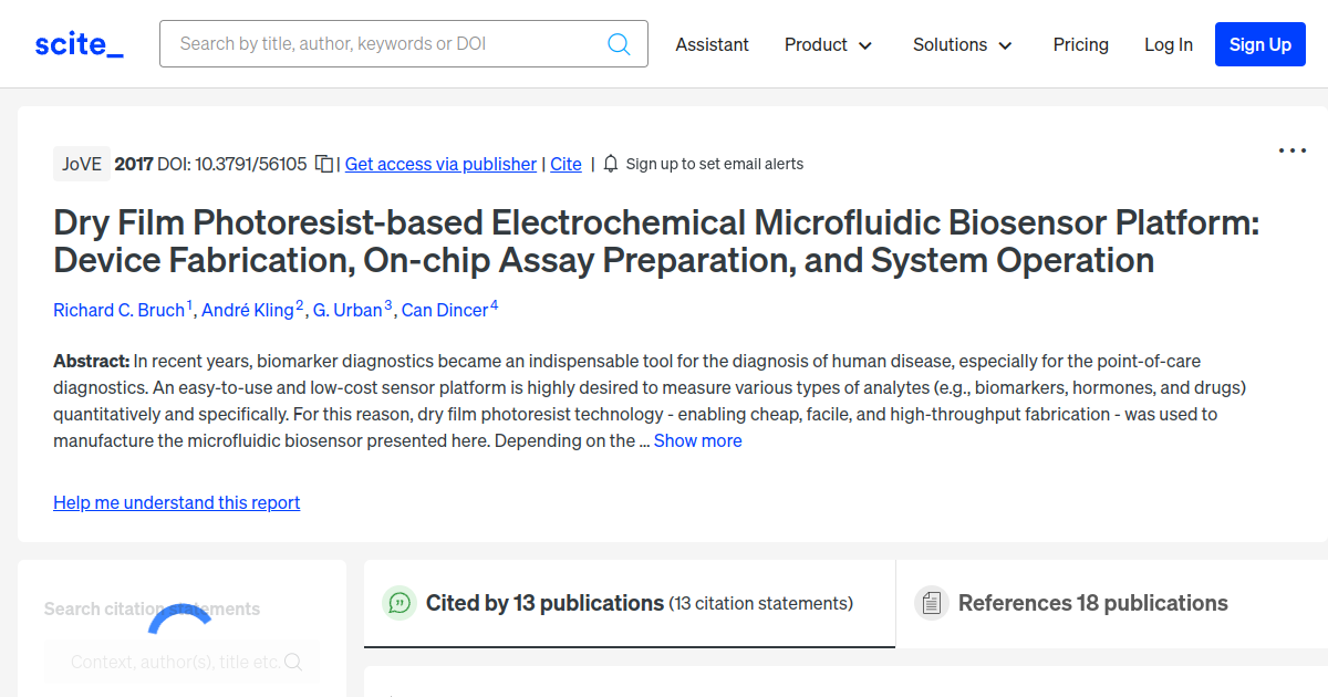 Dry Film Photoresistbased Electrochemical Microfluidic Biosensor