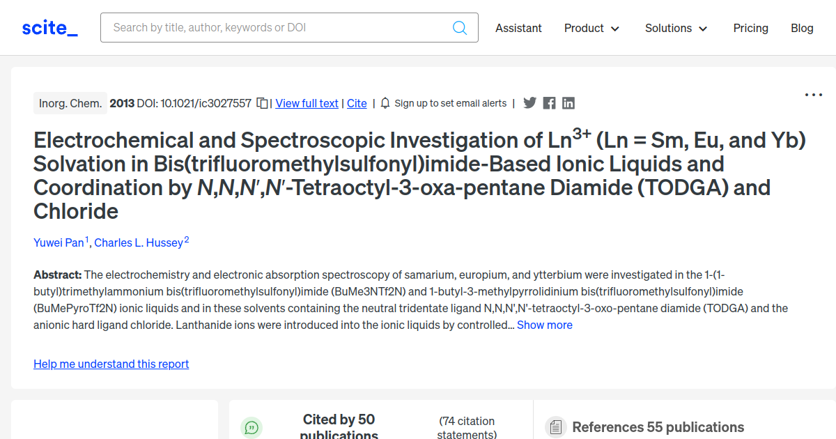 Electrochemical And Spectroscopic Investigation Of Ln 3+ (Ln = Sm, Eu ...