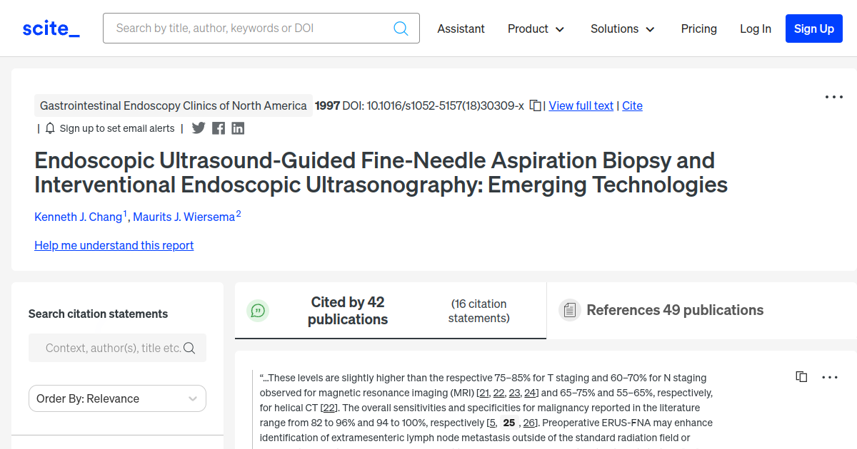 Endoscopic Ultrasound Guided Fine Needle Aspiration Biopsy And