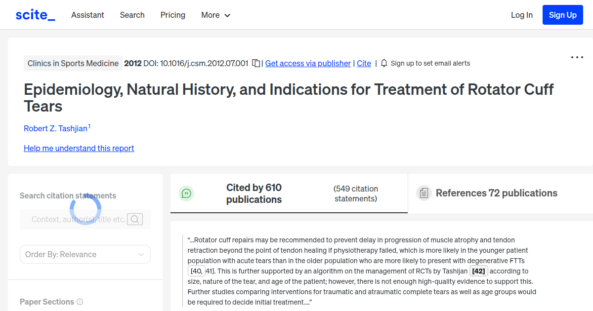 Epidemiology, Natural History, and Indications for Treatment of Rotator