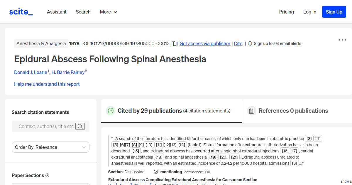 Epidural Abscess Following Spinal Anesthesia [scite report]