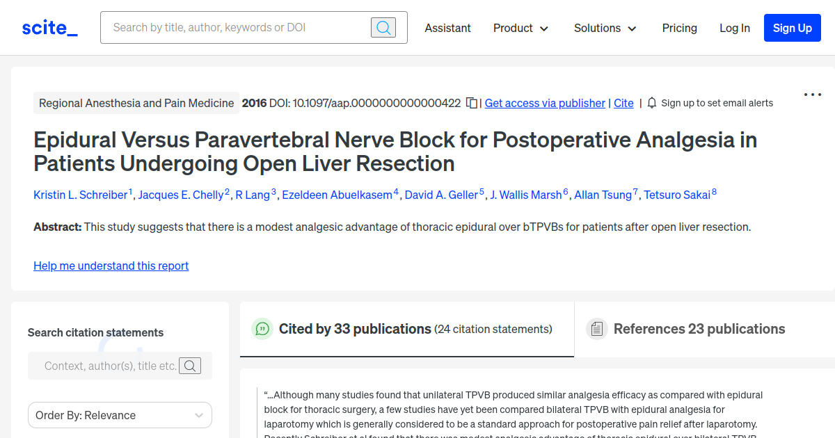 Epidural Versus Paravertebral Nerve Block for Postoperative Analgesia in Patients Undergoing